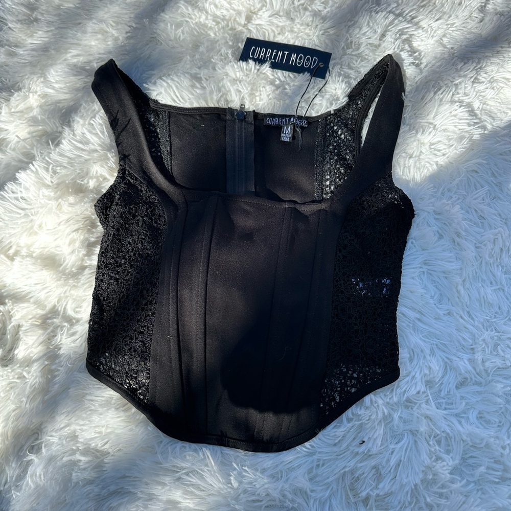 Current Mood Black Lace Corset Top